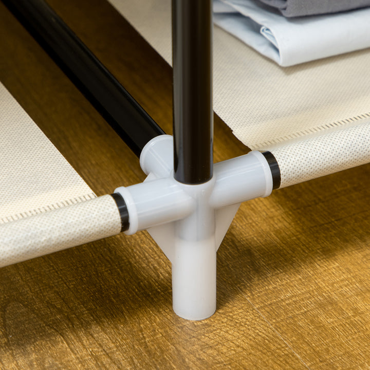 MCL Fabric Wardrobe, Portable Wardrobe with 6 Shelves, 1 Hanging Rail, Foldable Closets, 103 x 43 x 162.5 cm, Cream White