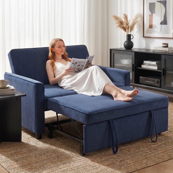 2 Seater Sofa Bed, 3-in-1 Convertible Pull Out Sleeper Sofa with Click