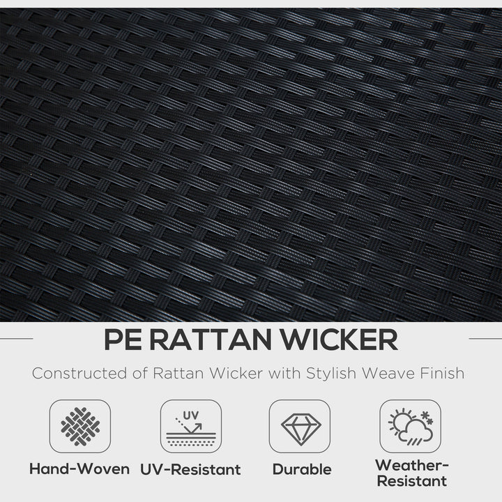 MCL 4 Pieces Rattan Garden Furniture Set, 4 Seater Corner Sofa Set with Storage Box, 2 Drawers Coffee Table, Loveseats with Cushions, Wicker Garden Conservatory Furniture for Balcony, Black