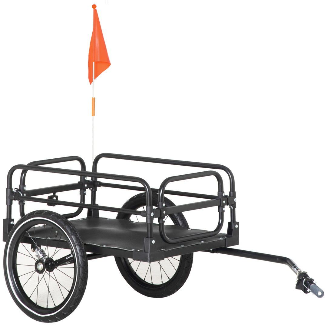 MCL Steel Bike Trailer with Triple Safety, Wagon Bicycle Trailer with Suspension, 2 Wheels Outdoor Storage Carrier, Black