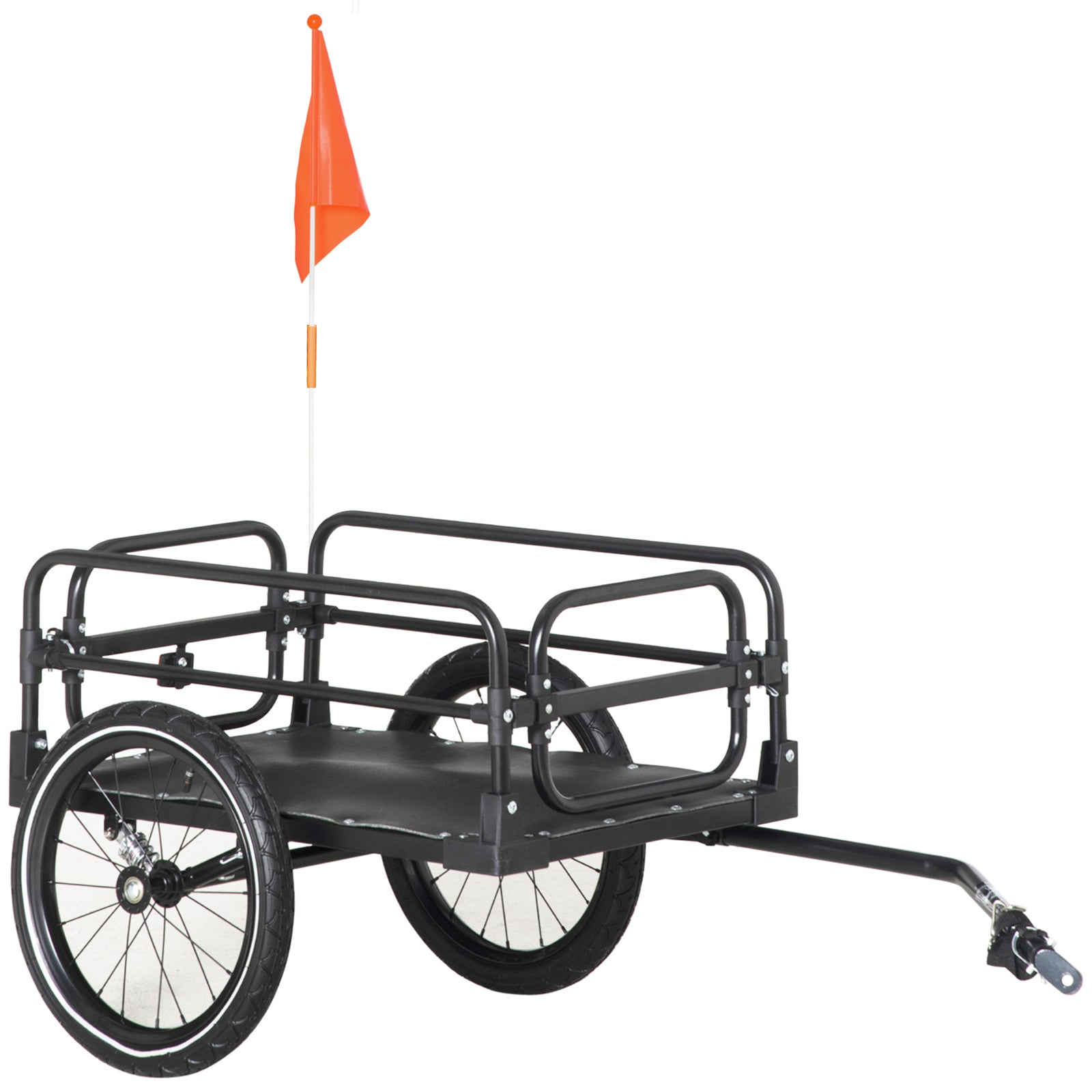 Steel Bike Trailer with Triple Safety, Wagon Bicycle Trailer with Suspension, 2 Wheels Outdoor Storage Carrier, Black