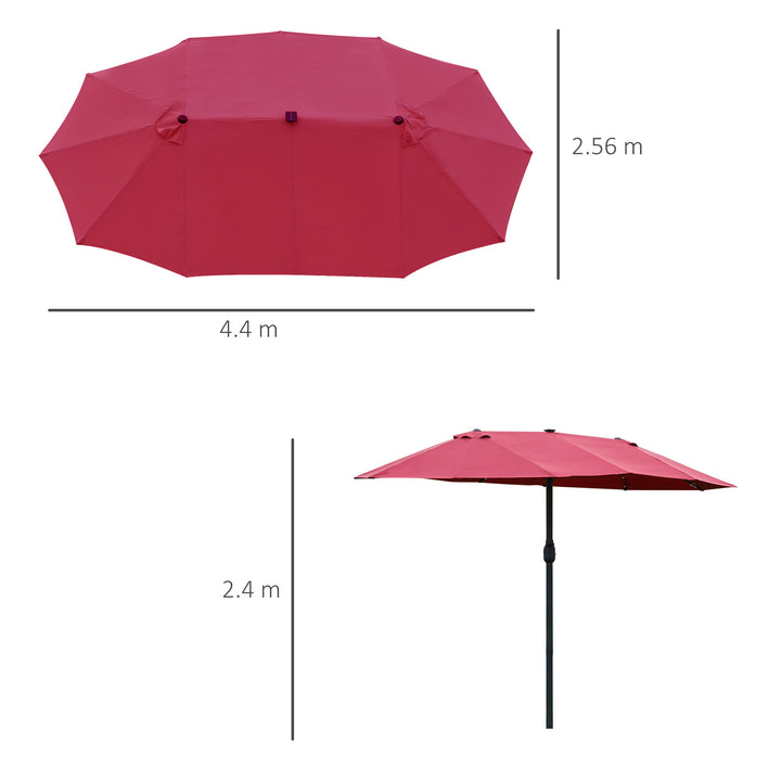 MCL 4.4m Double-Sided Sun Umbrella Patio Parasol LED Solar Lights Red