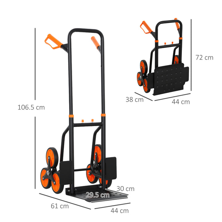 Six-Wheel Folding Sack Barrow Trolley - Black/Orange