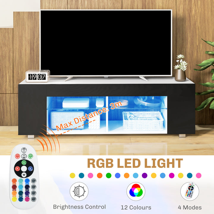 Multi-Shelf TV Cabinet, with Adjustable LED Lights - Black