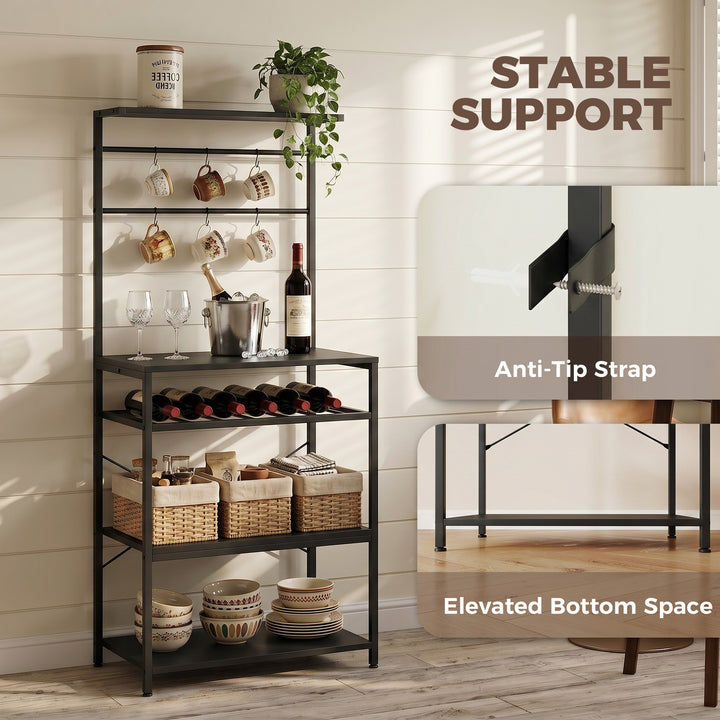 Freestanding Shelving Unit, Industrial Storage Shelf with 6 Hooks and 