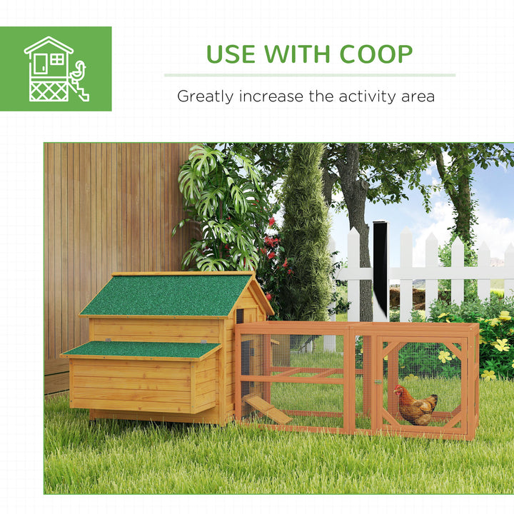2 Piece Wooden Chicken Coop and Run Set, Poultry Run Cage with Nesting Box, Slide-Out Tray, for 4-8 Chickens, Yellow