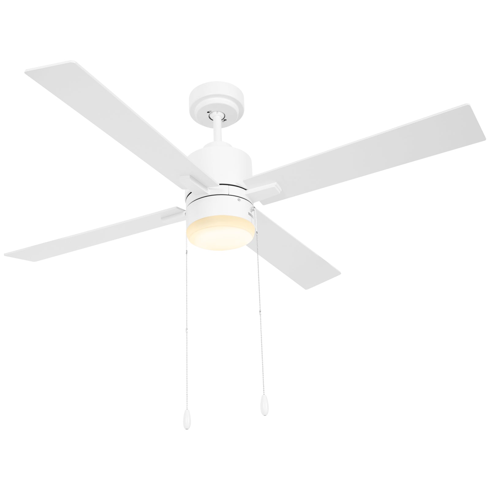 Ceiling Fan with LED Light, Flush Mount Ceiling Fan Lights with Reversible Blades, Pull-chain, White and Natural Tone
