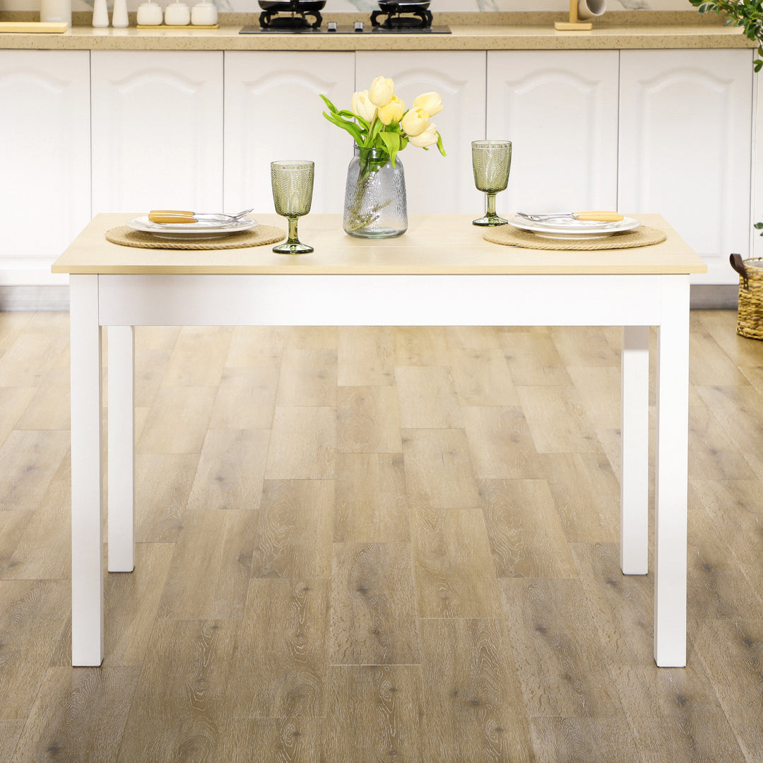Dining Table for 4 to 6, 120L x 70W x 75Hcm, Modern Kitchen Table with Wood Effect Tabletop, Thick Legs, for Dining Room, Kitchen, Living Room, Oak