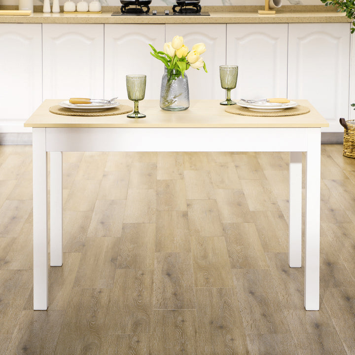 Dining Table for 4 to 6, 120L x 70W x 75Hcm, Modern Kitchen Table with Wood Effect Tabletop, Thick Legs, for Dining Room, Kitchen, Living Room, Oak