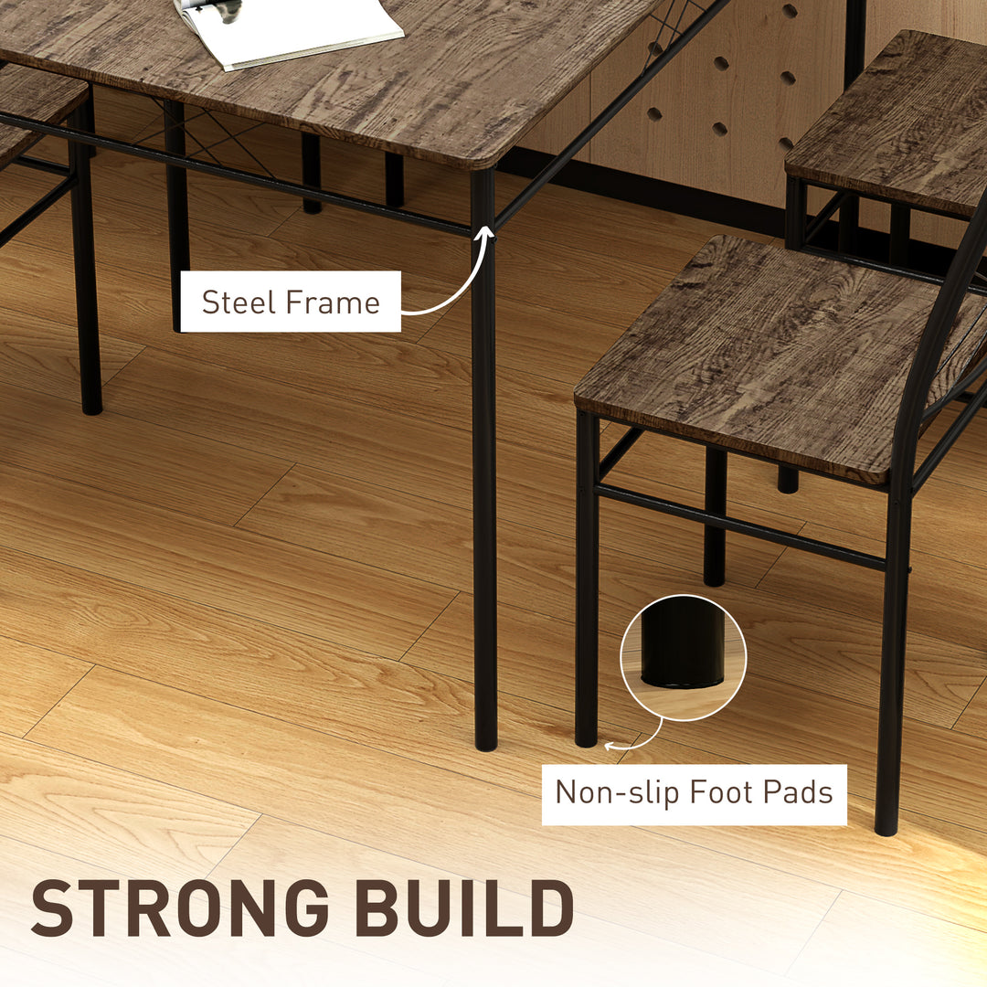 Five-Piece Minimal Dining Set - Oak-Effect/Black