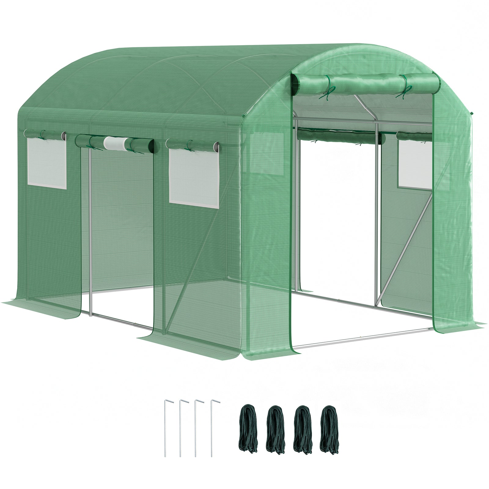 9.8 x 6.6ft Walk-In Polytunnel Greenhouse - Green