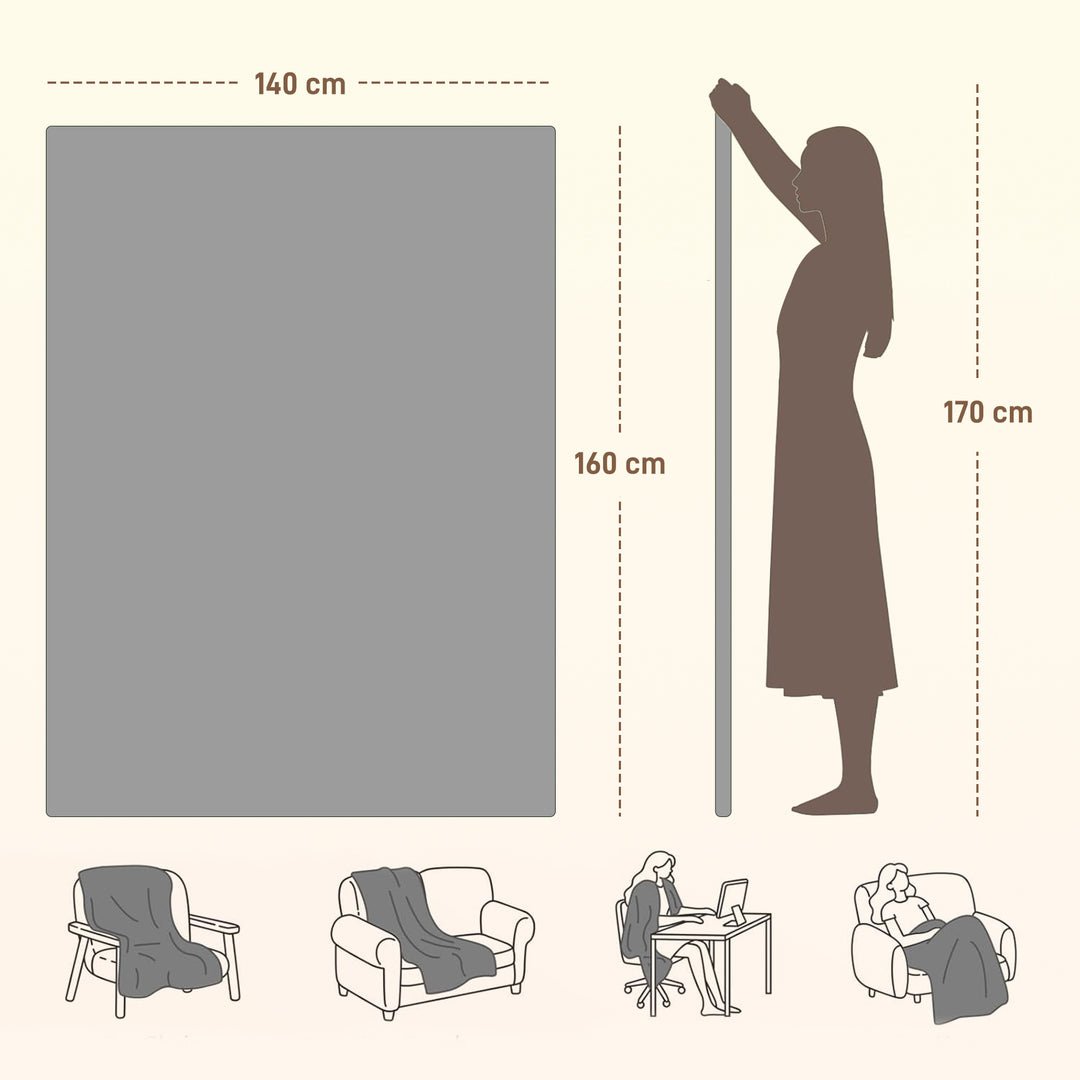 MCL Electric Blanket with Dual Controllers, Machine Washable Heated Throw Blanket with Ultra Soft Flannel Fabric, 5 Heating Levels, 10 Hour Timer, Grey