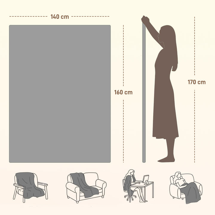 MCL Electric Blanket with Dual Controllers, Machine Washable Heated Throw Blanket with Ultra Soft Flannel Fabric, 5 Heating Levels, 10 Hour Timer, Grey