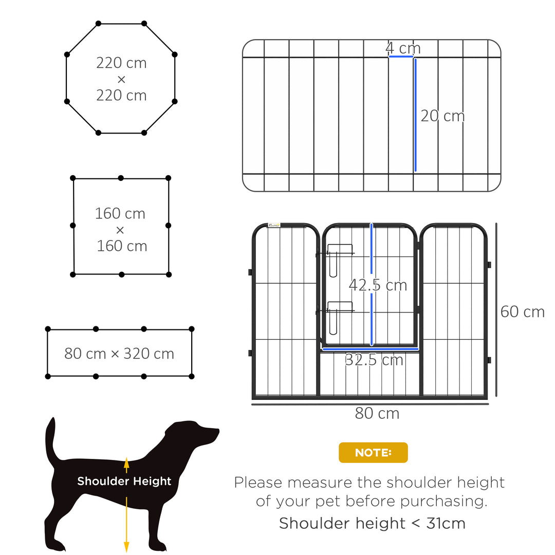 Steel 8 Panel Dog pen Pet Puppy PlayPen Grey