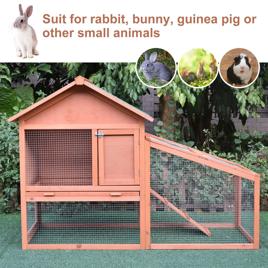 Small Animal Two-Level Fir Wood Guinea Pigs Hutches w/ Slide Out Tray Red/Brown