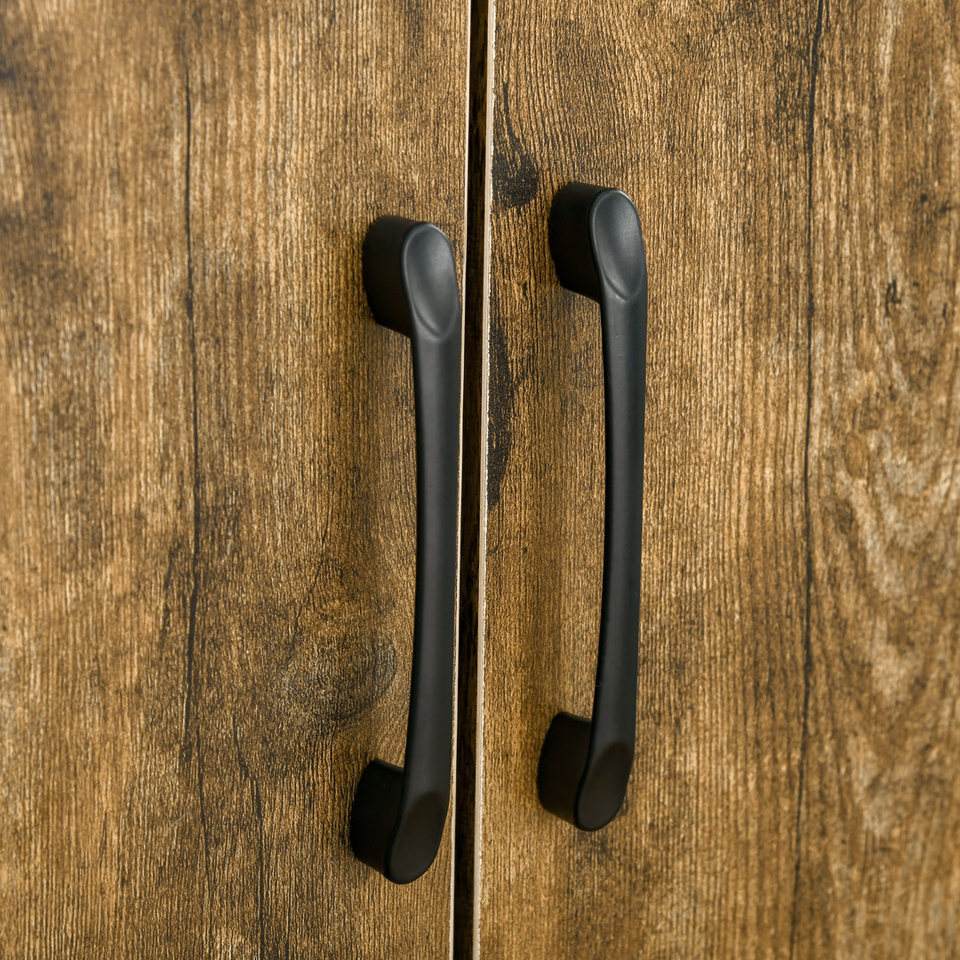 MCL Farmhouse 4-Door Cabinet, Freestanding Tall Cupboard with Storage Shelves for Bedroom & Living Room, Rustic Wood Effect