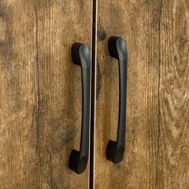 MCL Farmhouse 4-Door Cabinet, Freestanding Tall Cupboard with Storage Shelves for Bedroom & Living Room, Rustic Wood Effect