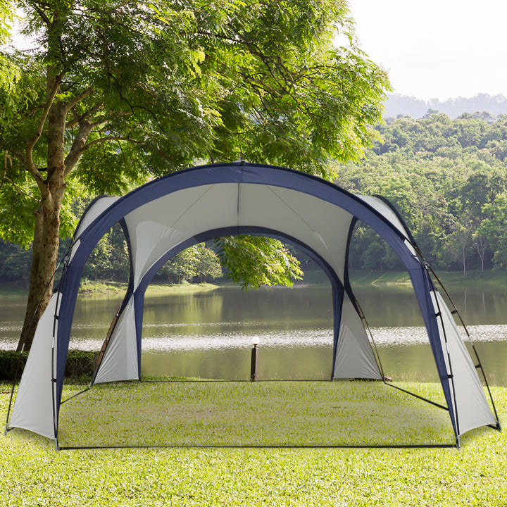Gazebo Party Tent, 3.5x3.5m-Cream/Blue