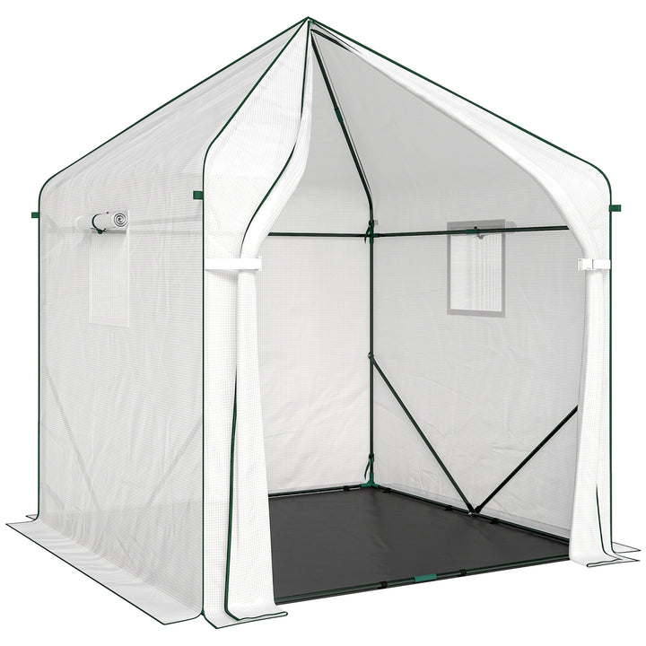 Walk-in Greenhouse for Outdoors with Steel Frame, Large Plant House wi