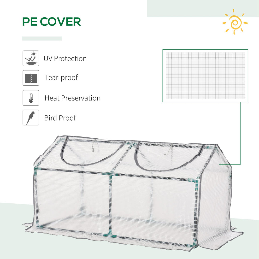 Mini Greenhouse Portable Flower Planter Tomato Vegetable House for Garden Backyard with Zipper 120 x 60 x 60 cm, White