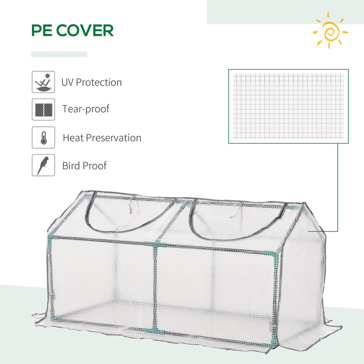 Mini Greenhouse Portable Flower Planter Tomato Vegetable House for Garden Backyard with Zipper 120 x 60 x 60 cm, White