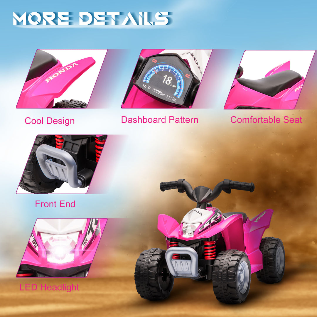 MCL Honda Licensed Kids Electric Quad Bike, 6V ATV Ride On for Ages 1.5-3 Years, Pink