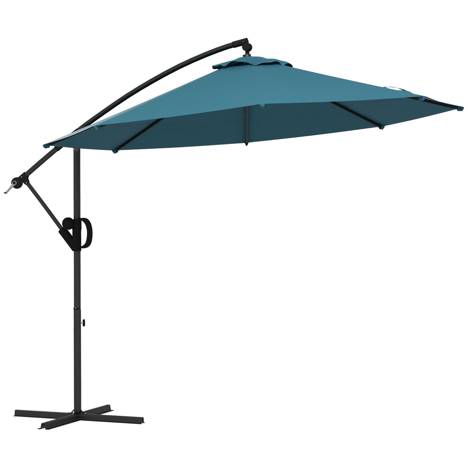 3m Offset Cantilever Parasol Umbrella, with Cross Base - Blue