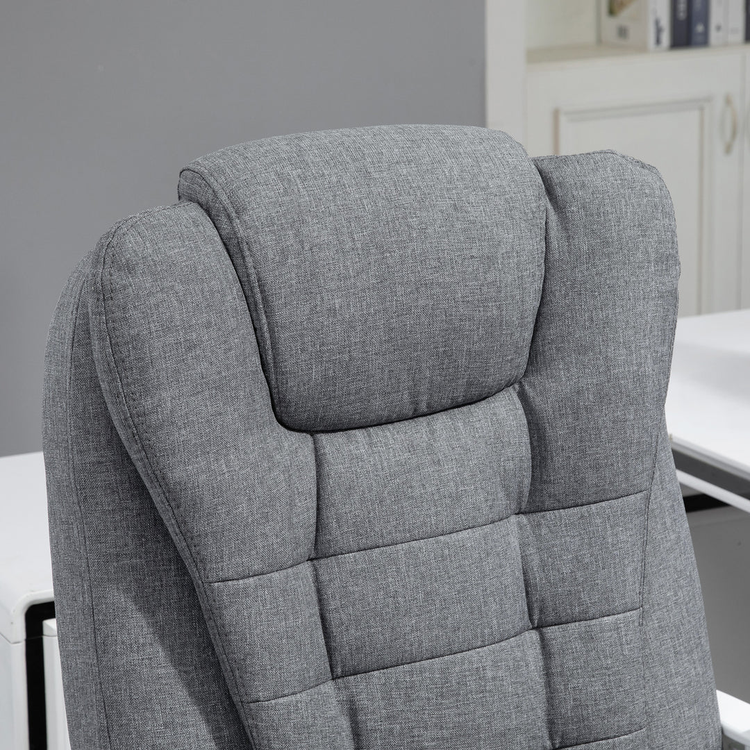 Heated 6 Points Vibration Massage Executive Office Chair Adjustable Swivel Ergonomic High Back Desk Chair Recliner with Footrest Grey