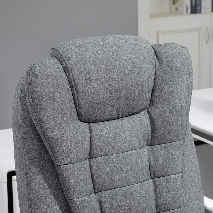 Heated 6 Points Vibration Massage Executive Office Chair Adjustable Swivel Ergonomic High Back Desk Chair Recliner with Footrest Grey