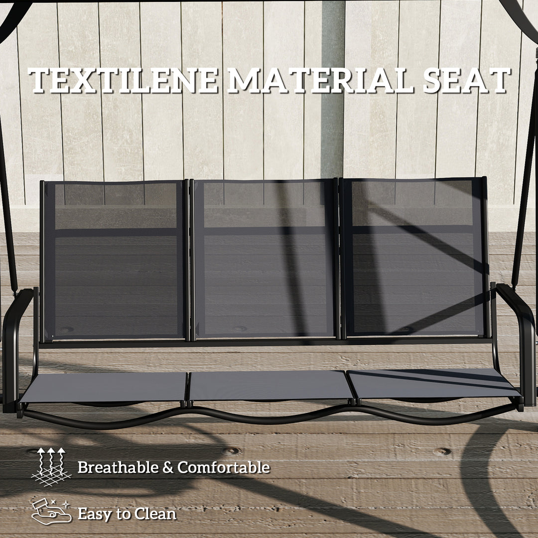 3 Seater Swing Chair, Garden Swing Bench with Adjustable Tilting Canop