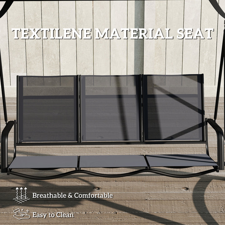 3 Seater Swing Chair, Garden Swing Bench with Adjustable Tilting Canop