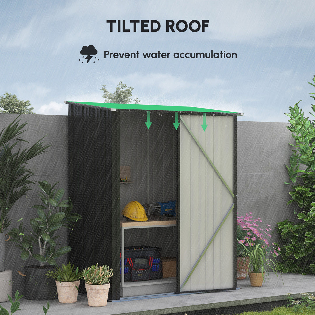 5.3 x 3.1ft Corrugated Steel Garden Shed - Black