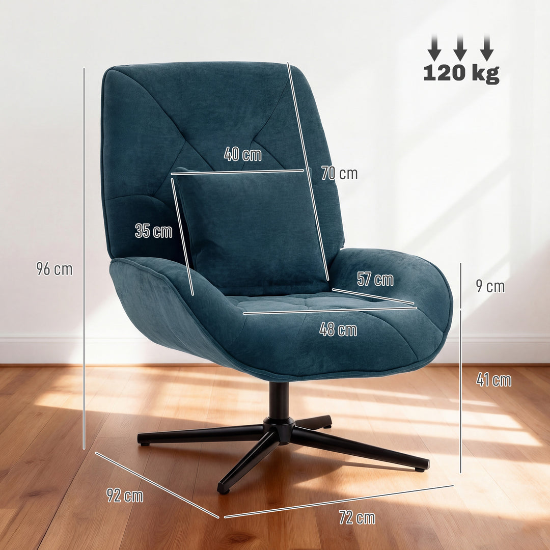 Accent Chair, Chenille Upholstered Swivel Armchair with Lumbar Pillow,