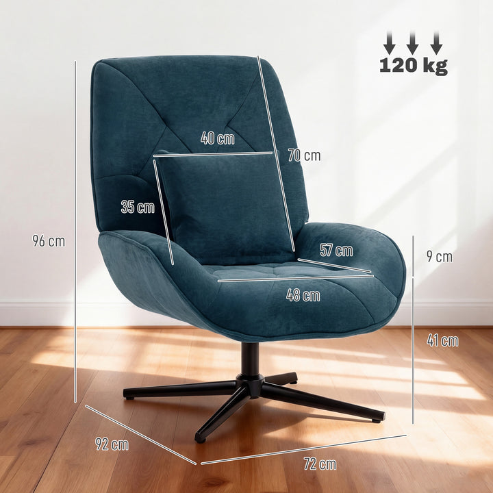 Accent Chair, Chenille Upholstered Swivel Armchair with Lumbar Pillow,