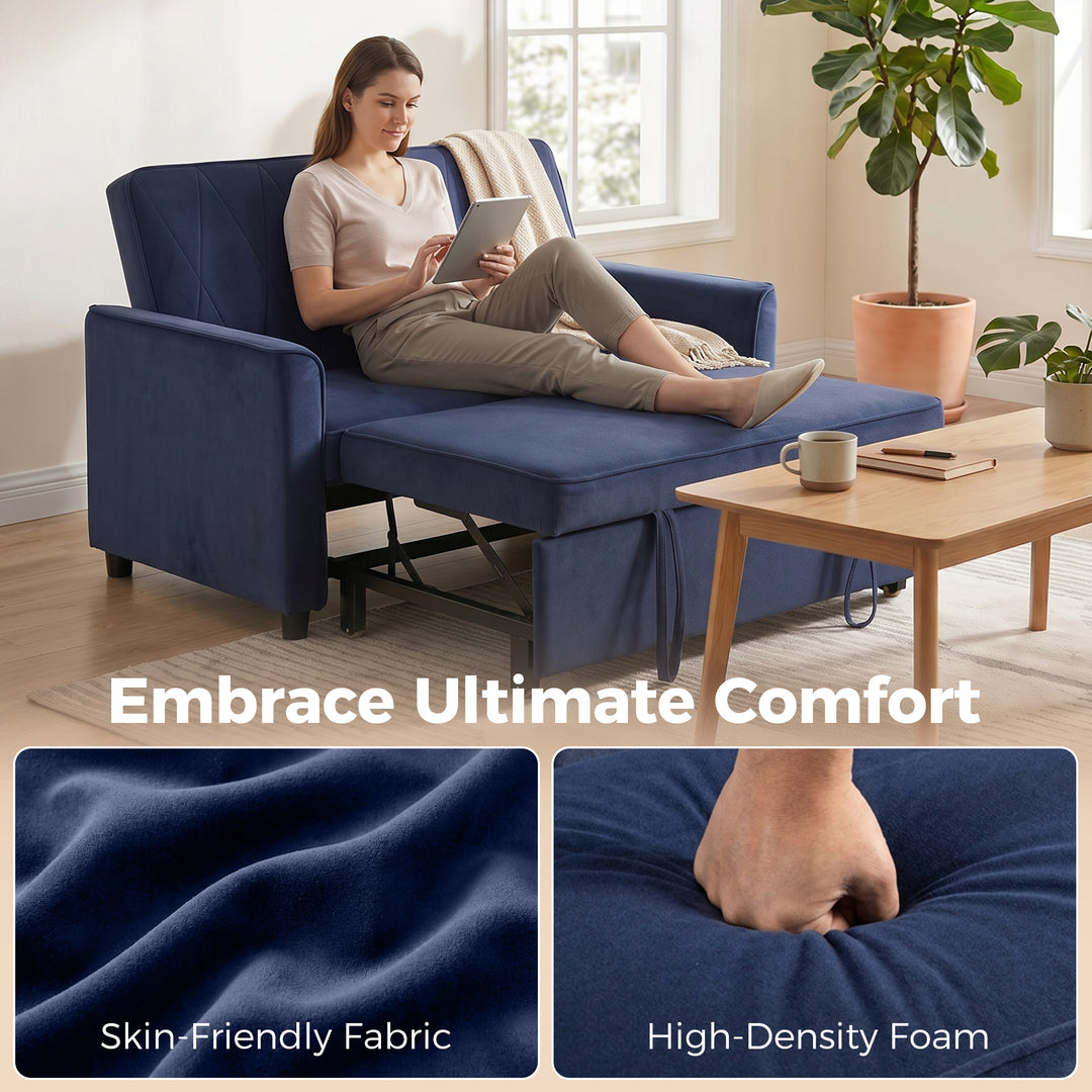 2 Seater Sofa Bed, 3-in-1 Convertible Pull Out Sleeper Sofa with Click