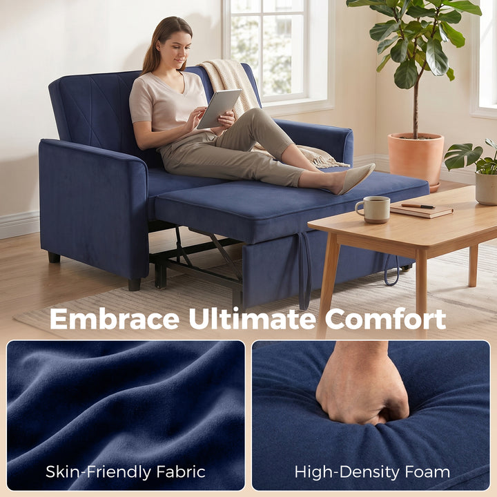 2 Seater Sofa Bed, 3-in-1 Convertible Pull Out Sleeper Sofa with Click
