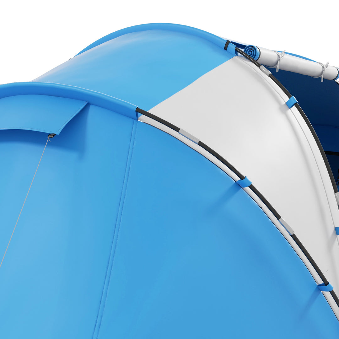 MCL 4-6 Man Camping Tent w/ Two Bedroom, Hiking Sun Shelter, UV Protection Tunnel Tent, Blue and White