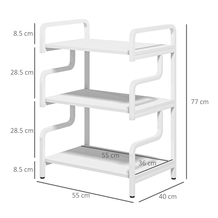 3-Tier Printer Stand with Storage Shelves, Printer Table, 55 x 40 x 77cm Printer Shelf for Home Office, Study, White