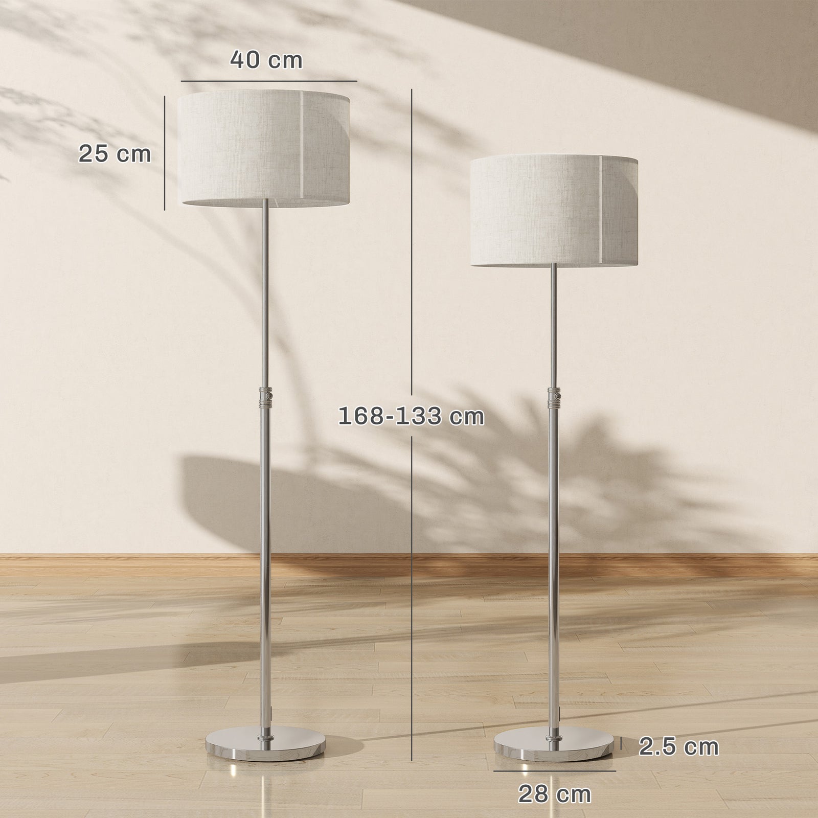 Floor Lamp with Remote, Height Adjustable Standing Lamp with Linen Sha