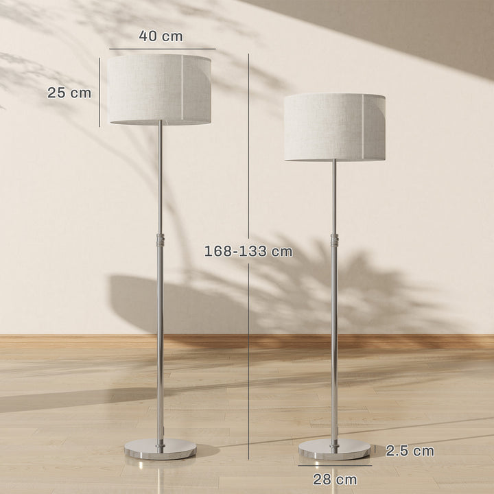 Floor Lamp with Remote, Height Adjustable Standing Lamp with Linen Sha