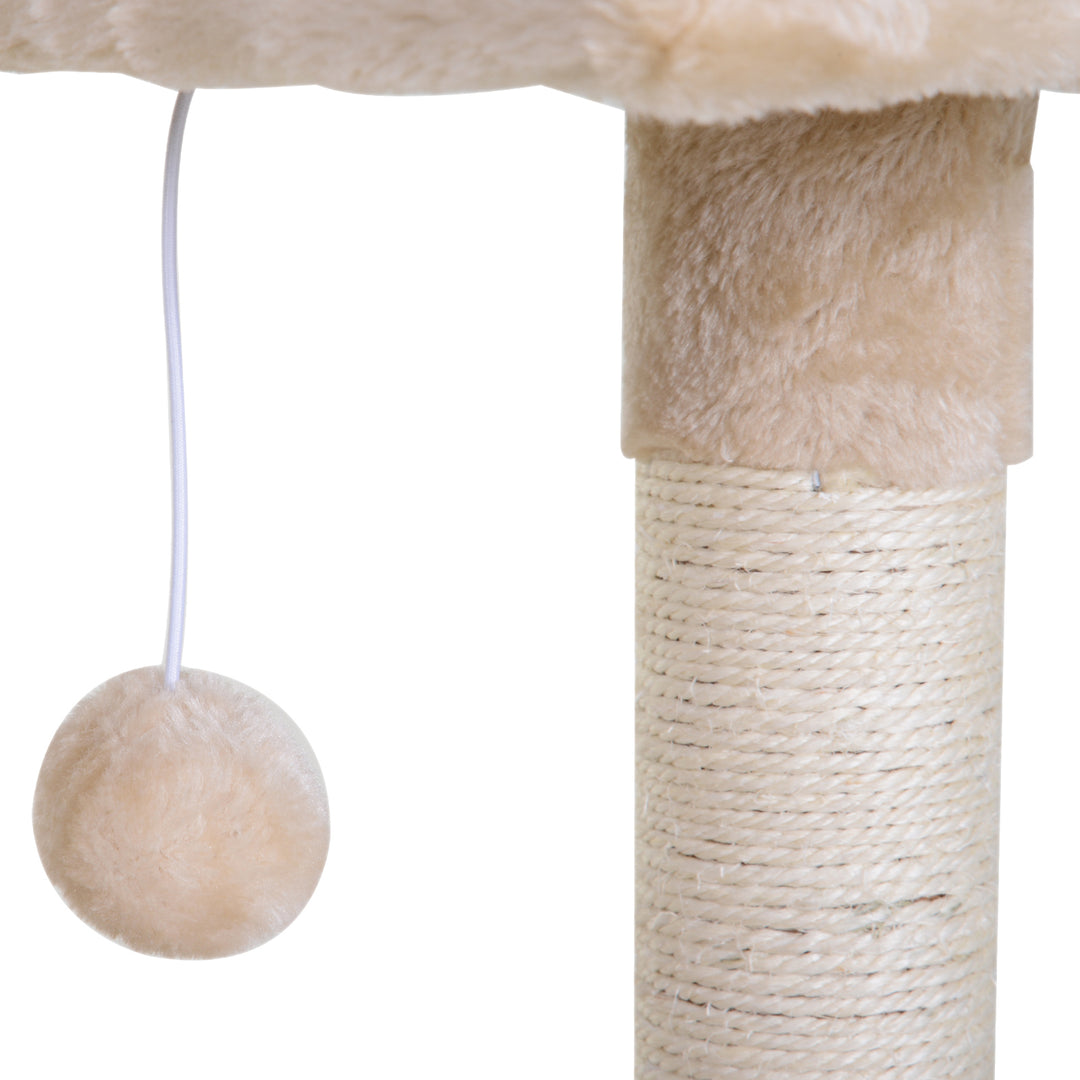 PawHut 70cm 2-Tier Cat Tree with Hammock Bed, Natural Sisal Scratching Post & Dangle Toy, Pet Scratch Stand | Aosom UK