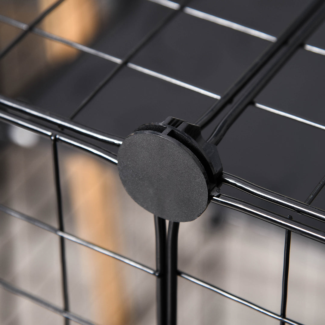 MCL Pet Playpen DIY Small Animal Cage Enclosure Metal Wire Fence 39 Panels with 3 Doors 2 Ramps for Kitten Bunny Chinchilla Pet Mink Black