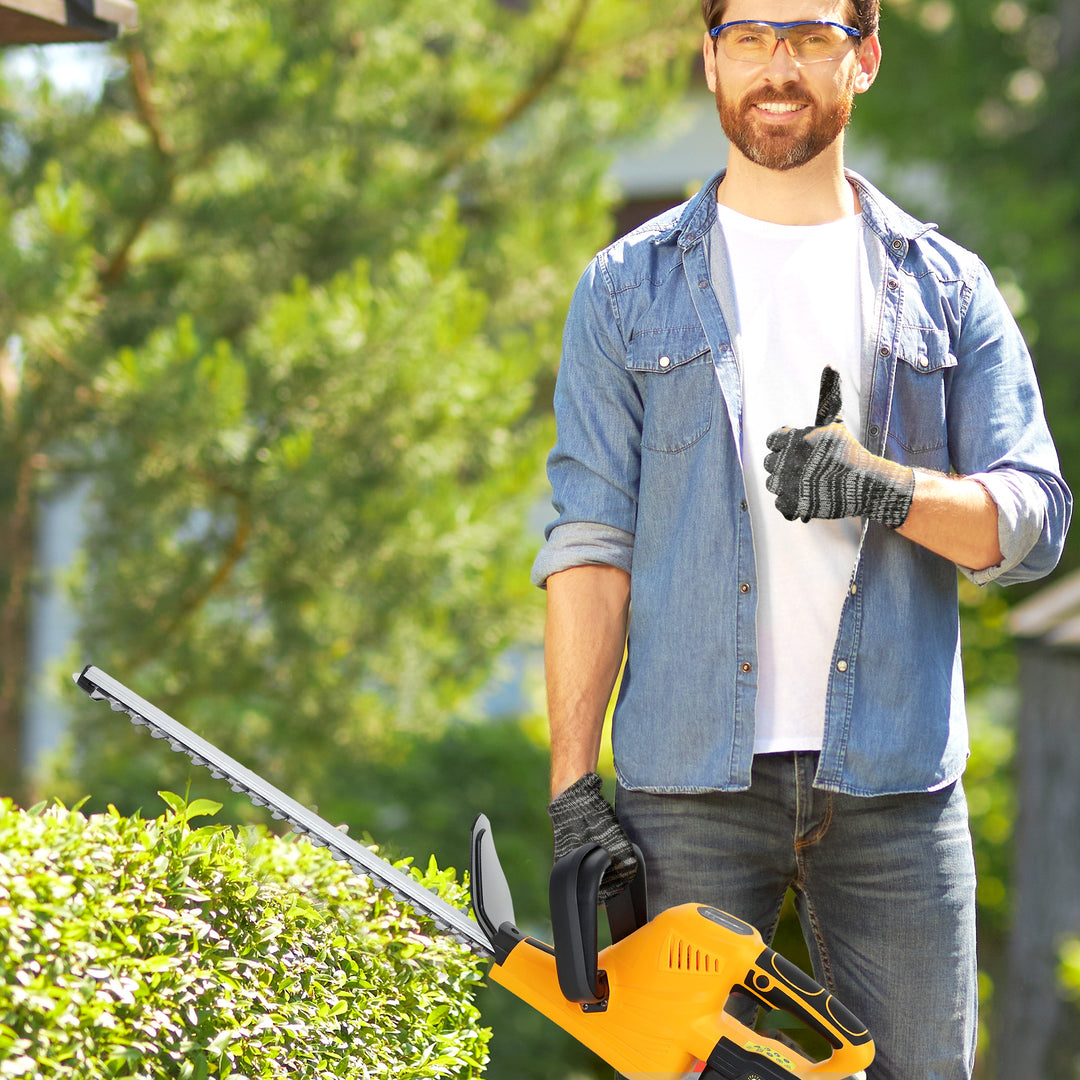20" Cordless Hedge Trimmer, 21V Electric Hedge Cutter with 51cm Dual Action Blade, 2 x 4000mAh Batteries and Brushless Motor for Garden Branches, Shrubs, Twigs, Orange