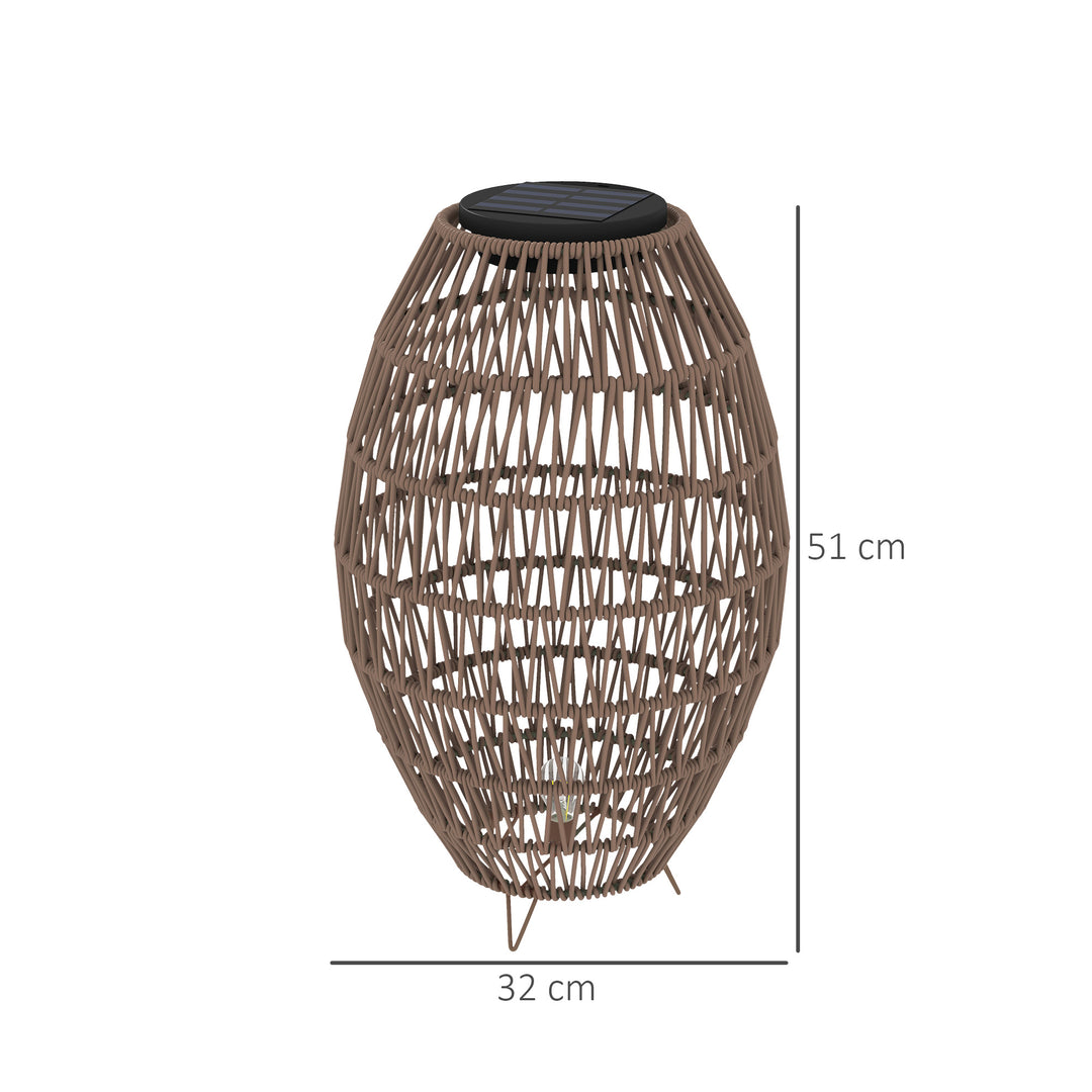 Rattan Solar Lamp, Garden Solar Lantern with Auto On/Off Light, IP44 Waterproof, Decorative Outdoor Rattan Lamp for Porch, Pathway, Dark Brown