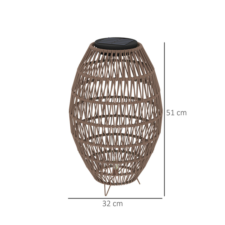 Rattan Solar Lamp, Garden Solar Lantern with Auto On/Off Light, IP44 Waterproof, Decorative Outdoor Rattan Lamp for Porch, Pathway, Dark Brown