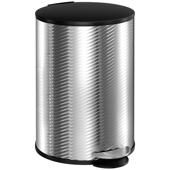 HOMCOM 20 Litre Kitchen Bin, Stainless Steel Pedal Bin with Soft-Close Lid, Fingerprint Proof Cylindrical Rubbish Bin w/ Foot Pedal | Aosom UK