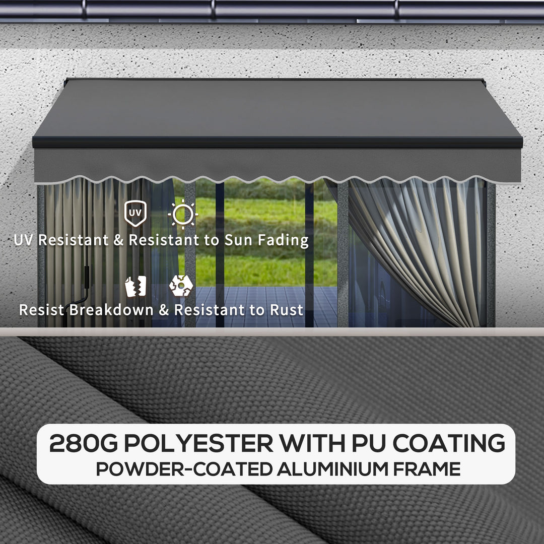 3 x 2m Aluminium Frame Electric Awning, with Remote - Dark Grey