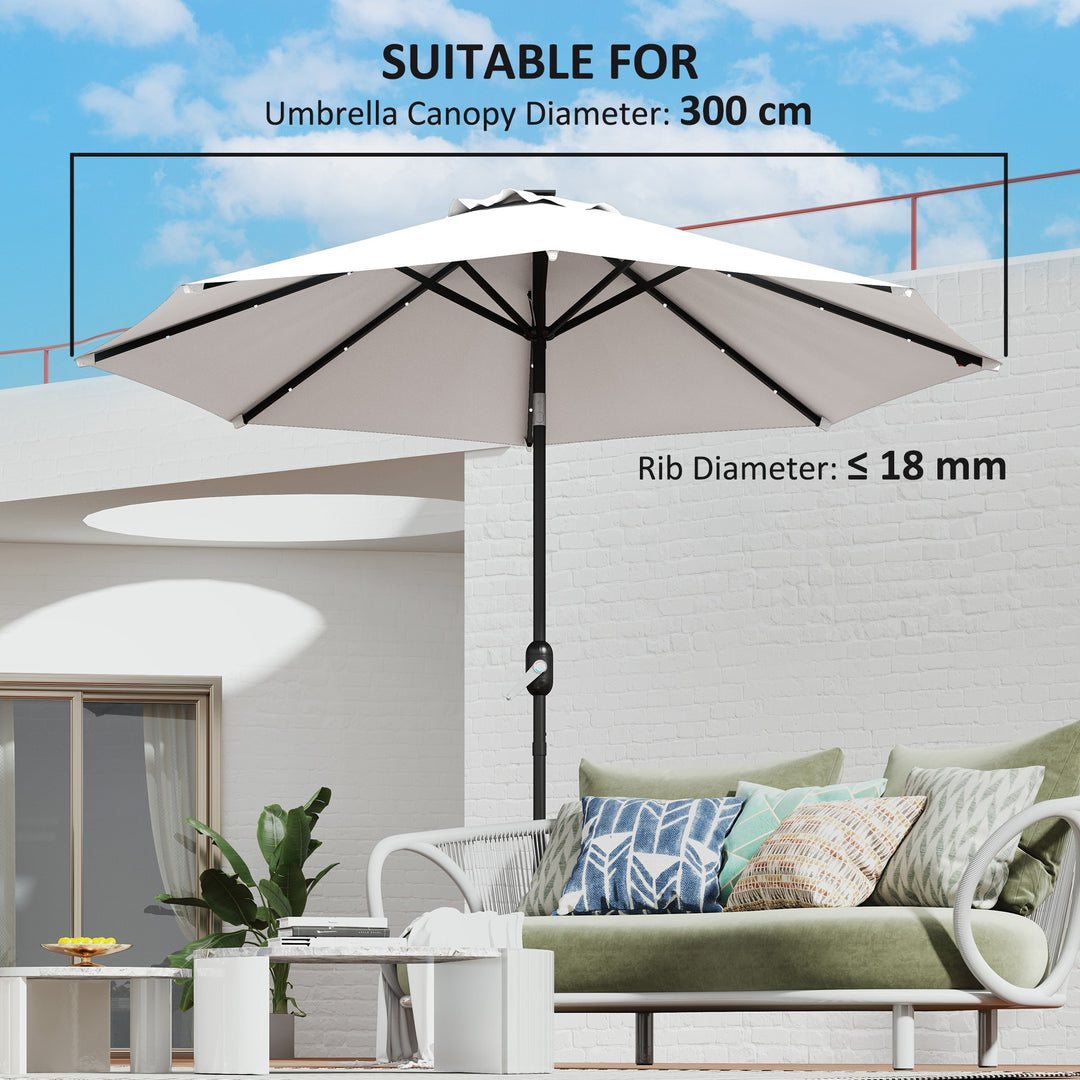 3 m Replacement Parasol Canopy with Top Vent, UPF 50+ Garden Parasol Replacement Canopy, 8 Rib Parasol Cover Replacement Fits Various Frames, Cream