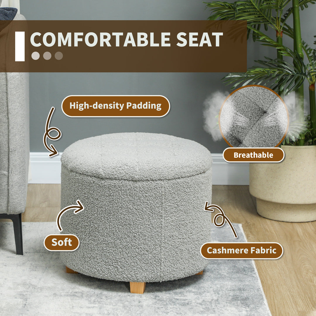 40.5L Teddy Fleece Storage Ottoman - Grey