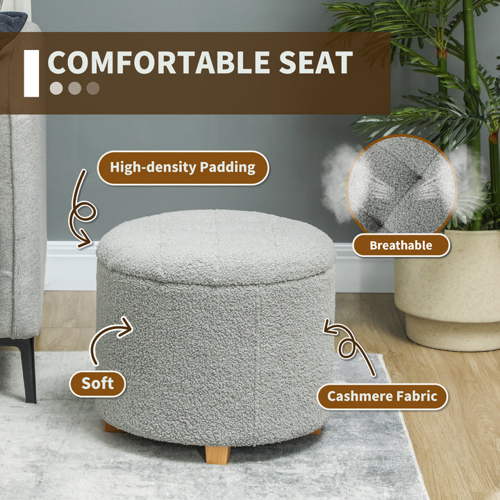 40.5L Teddy Fleece Storage Ottoman - Grey